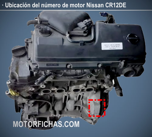 Ubicación del número de motor Nissan CR12DE