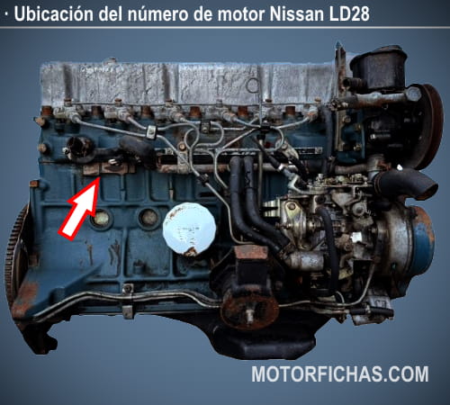 Ubicación del número de motor Nissan LD28